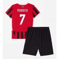 Camiseta AC Milan Alvaro Morata #7 Primera Equipación Replica 2024-25 para niños mangas cortas (+ Pantalones cortos)